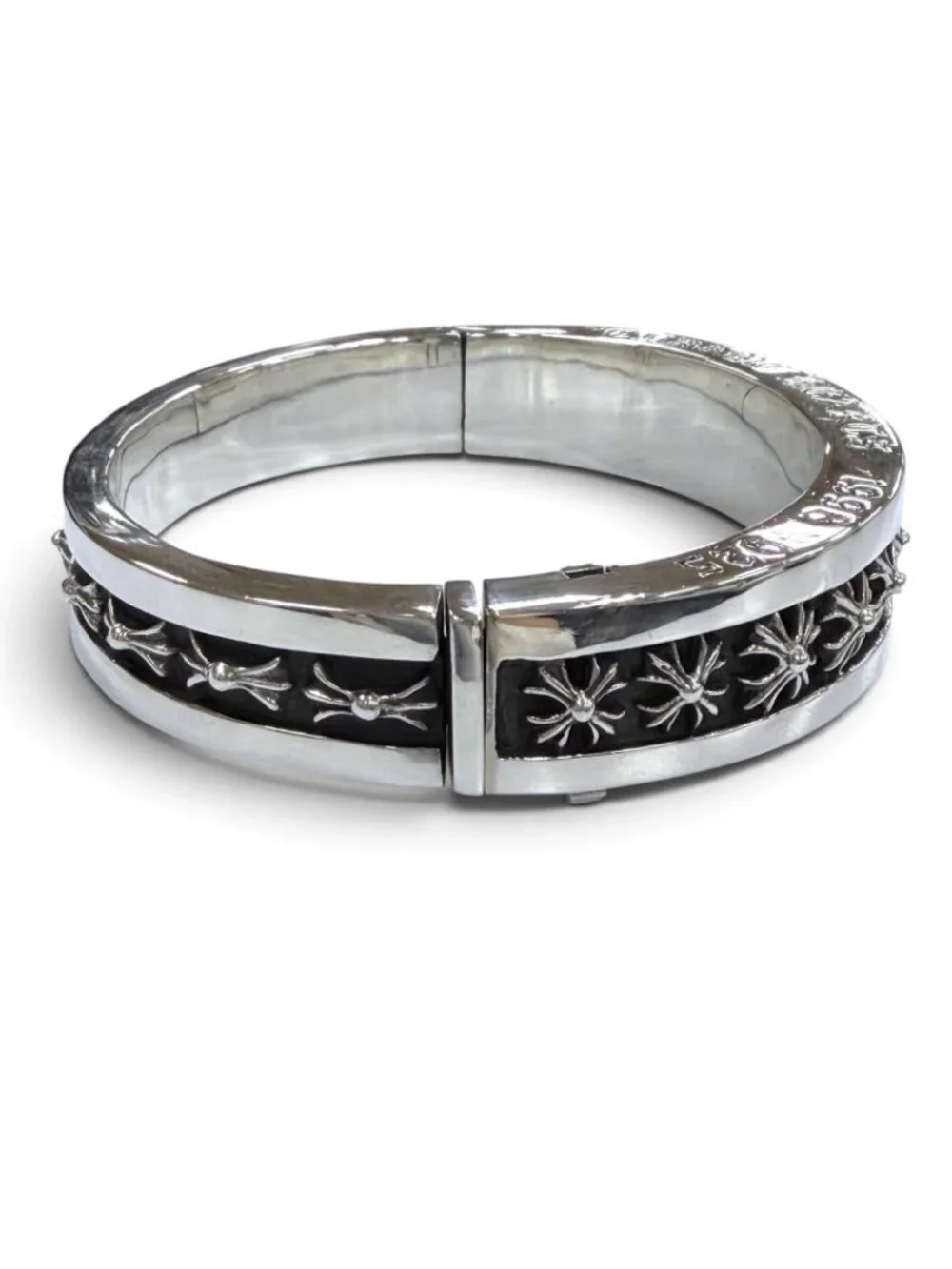 Chrome Hearts Narrow Band CH Plus Bangle CH 925 Sterling Silver Bracelet